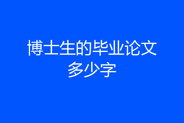 博士生的毕业论文多少字