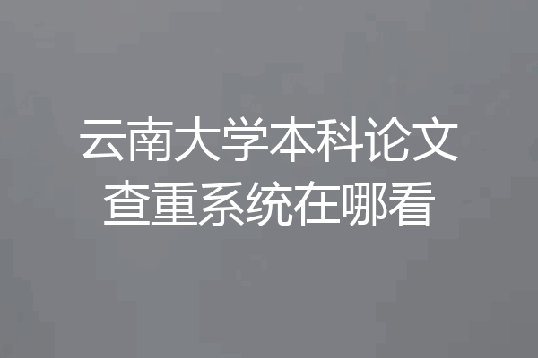 云南大学本科论文查重系统在哪看