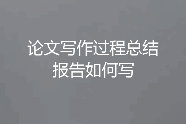 论文写作过程总结报告如何写