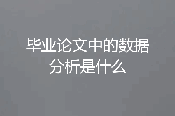 毕业论文中的数据分析是什么