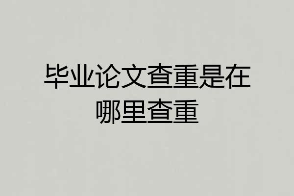 毕业论文查重是在哪里查重