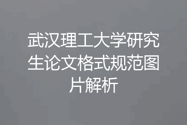 武汉理工大学研究生论文格式规范图片解析