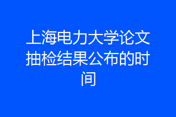 上海电力大学论文抽检结果公布的时间