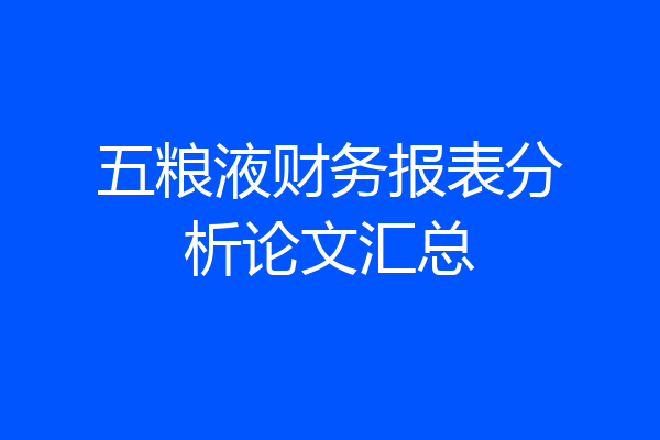 五粮液财务报表分析论文汇总