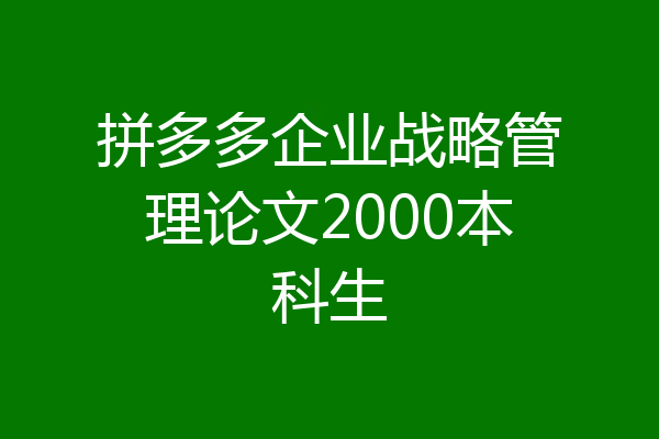 拼多多企业战略管理论文2000本科生