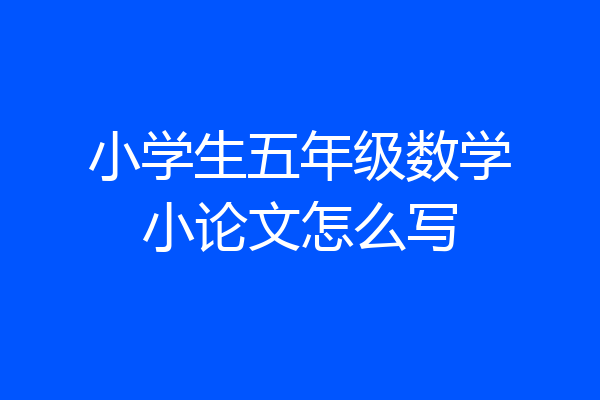小学生五年级数学小论文怎么写