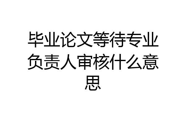 毕业论文等待专业负责人审核什么意思