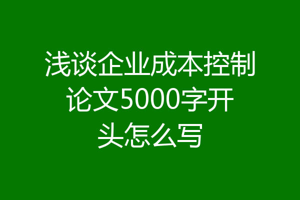 浅谈企业成本控制论文5000字开头怎么写