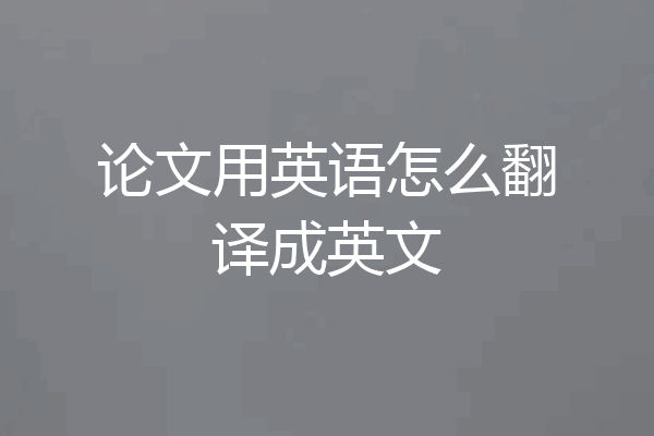 论文用英语怎么翻译成英文