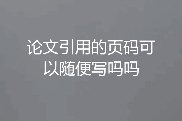 论文引用的页码可以随便写吗吗