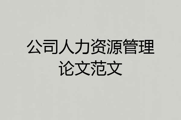 公司人力资源管理论文范文