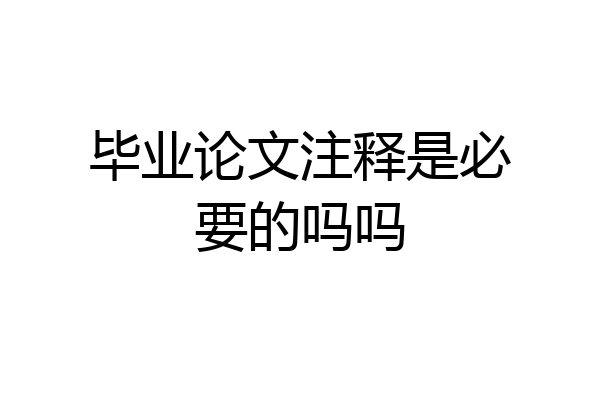 毕业论文注释是必要的吗吗