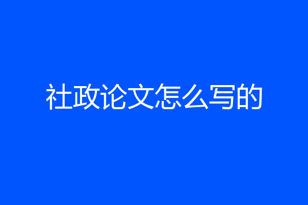 社政论文怎么写的