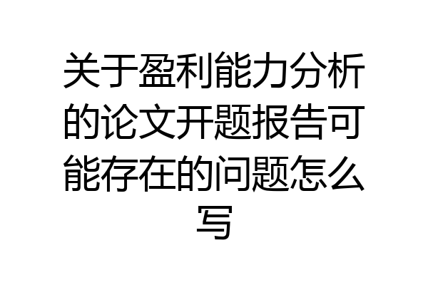 关于盈利能力分析的论文开题报告可能存在的问题怎么写