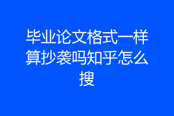 毕业论文格式一样算抄袭吗知乎怎么搜