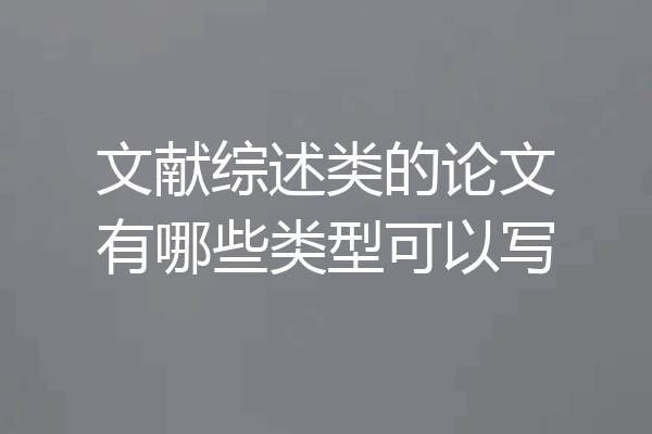 文献综述类的论文有哪些类型可以写