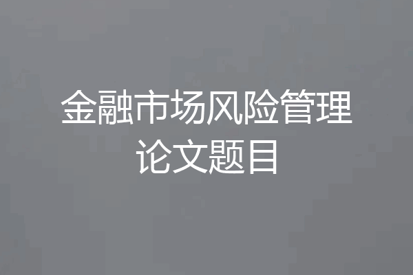 金融市场风险管理论文题目