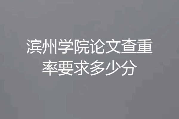 滨州学院论文查重率要求多少分