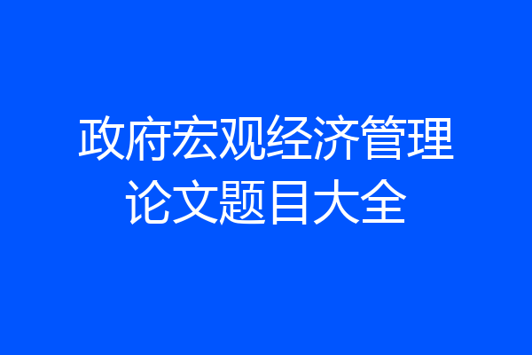 政府宏观经济管理论文题目大全