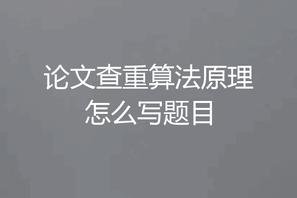 论文查重算法原理怎么写题目