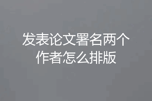 发表论文署名两个作者怎么排版