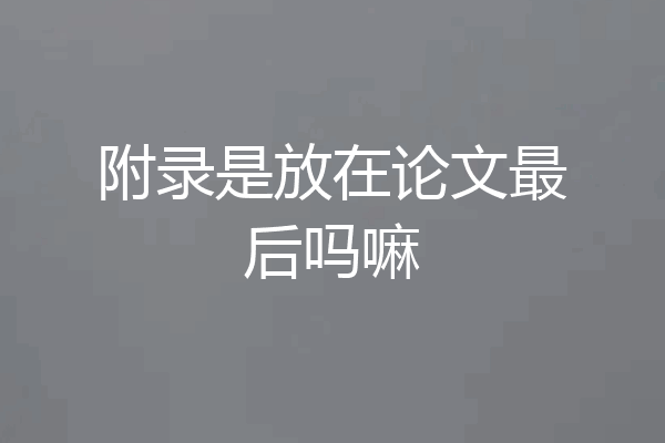 附录是放在论文最后吗嘛
