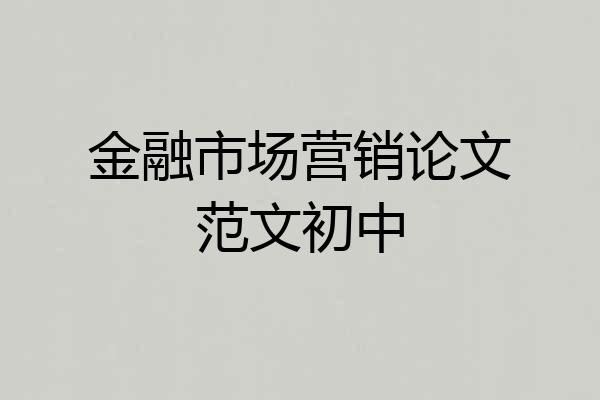 金融市场营销论文范文初中