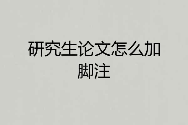 研究生论文怎么加脚注