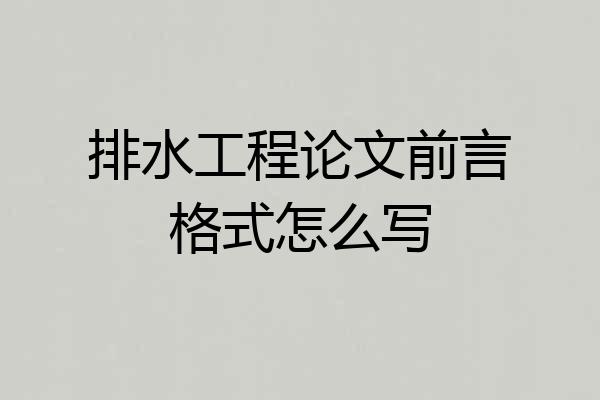 排水工程论文前言格式怎么写