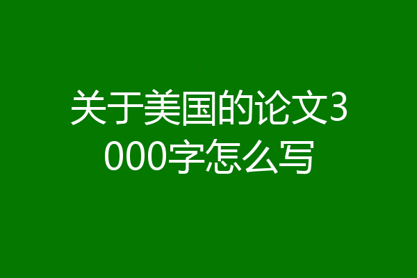 关于美国的论文3000字怎么写