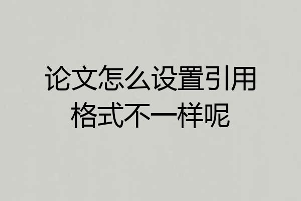 论文怎么设置引用格式不一样呢