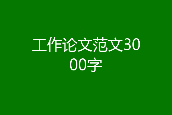 工作论文范文3000字