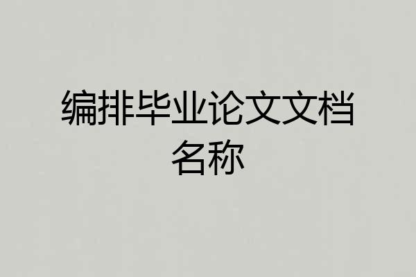 编排毕业论文文档名称