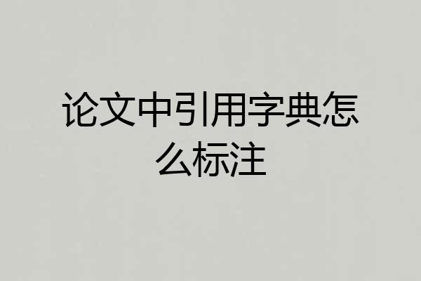 论文中引用字典怎么标注