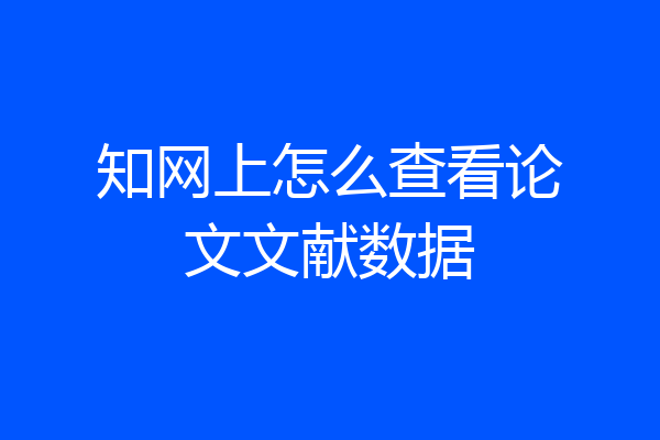 知网上怎么查看论文文献数据