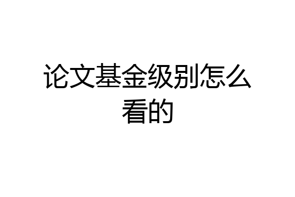 论文基金级别怎么看的