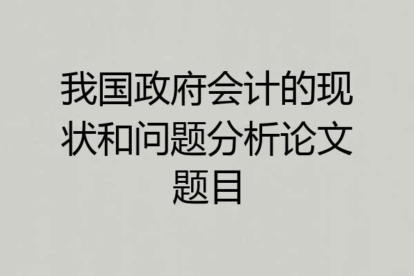 我国政府会计的现状和问题分析论文题目