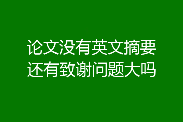 论文没有英文摘要还有致谢问题大吗