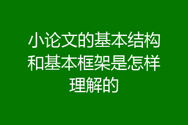 小论文的基本结构和基本框架是怎样理解的