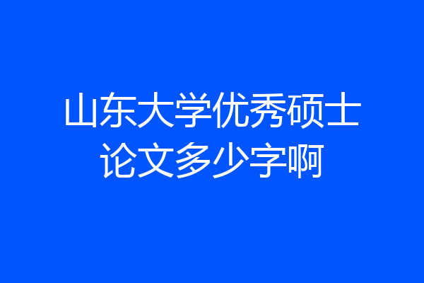 山东大学优秀硕士论文多少字啊