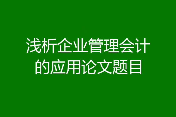 浅析企业管理会计的应用论文题目