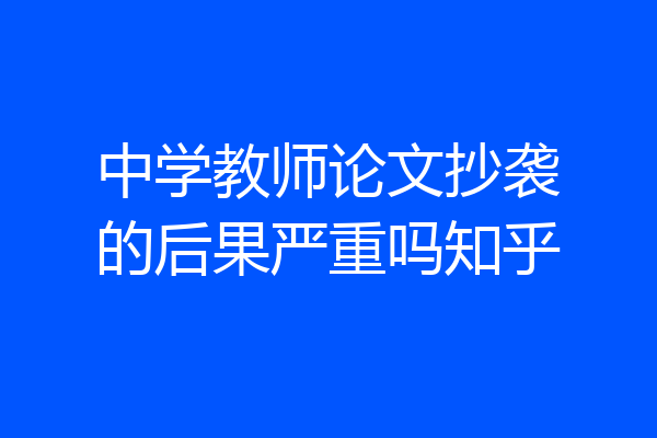 中学教师论文抄袭的后果严重吗知乎