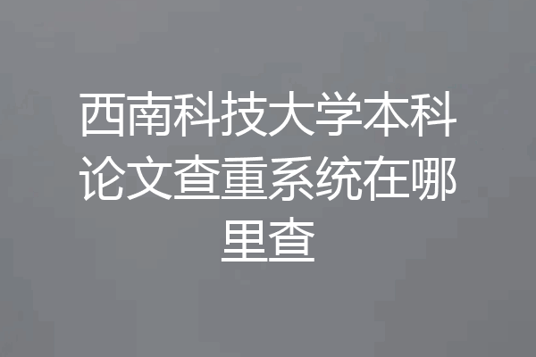 西南科技大学本科论文查重系统在哪里查