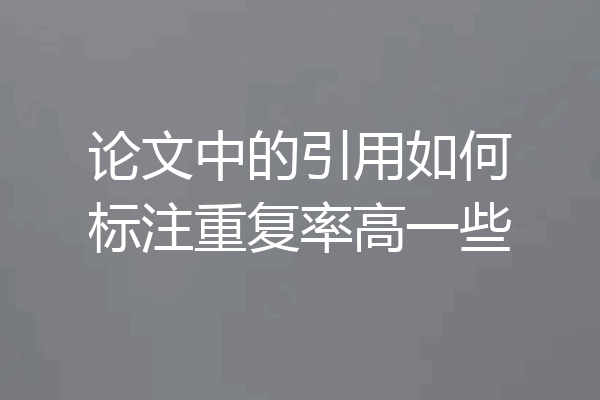 论文中的引用如何标注重复率高一些
