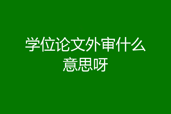 学位论文外审什么意思呀