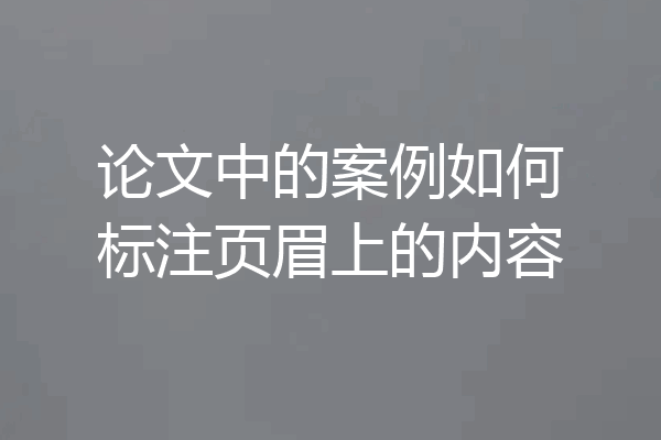 论文中的案例如何标注页眉上的内容