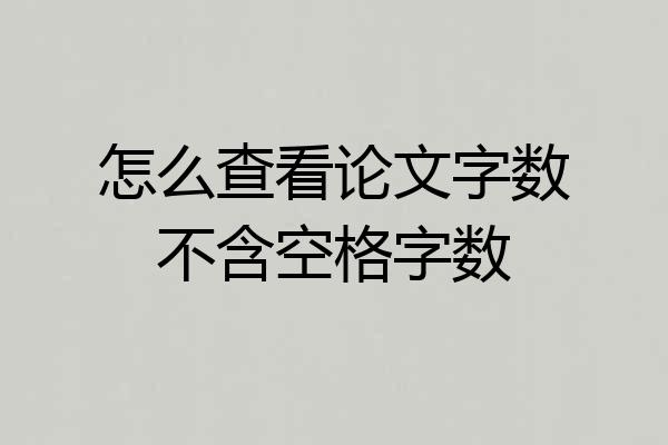 怎么查看论文字数不含空格字数