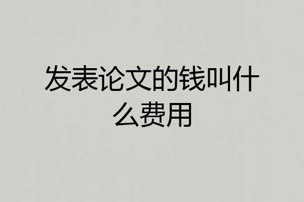 发表论文的钱叫什么费用