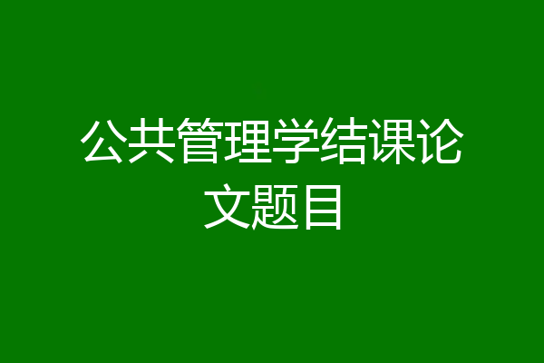 公共管理学结课论文题目
