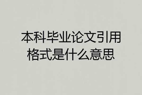 本科毕业论文引用格式是什么意思